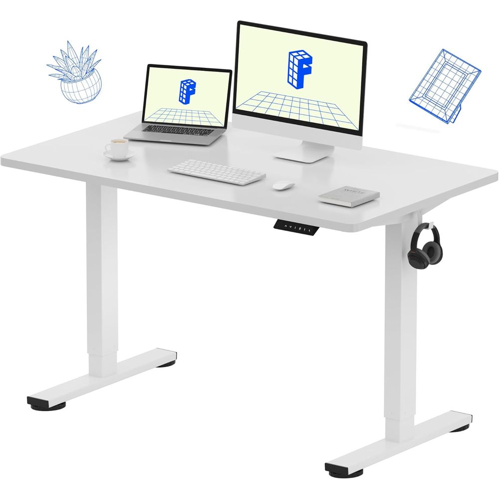 Desk Setup One Monitor - EN1 Цельный стол-трансформер 48x24 дюйма, белый