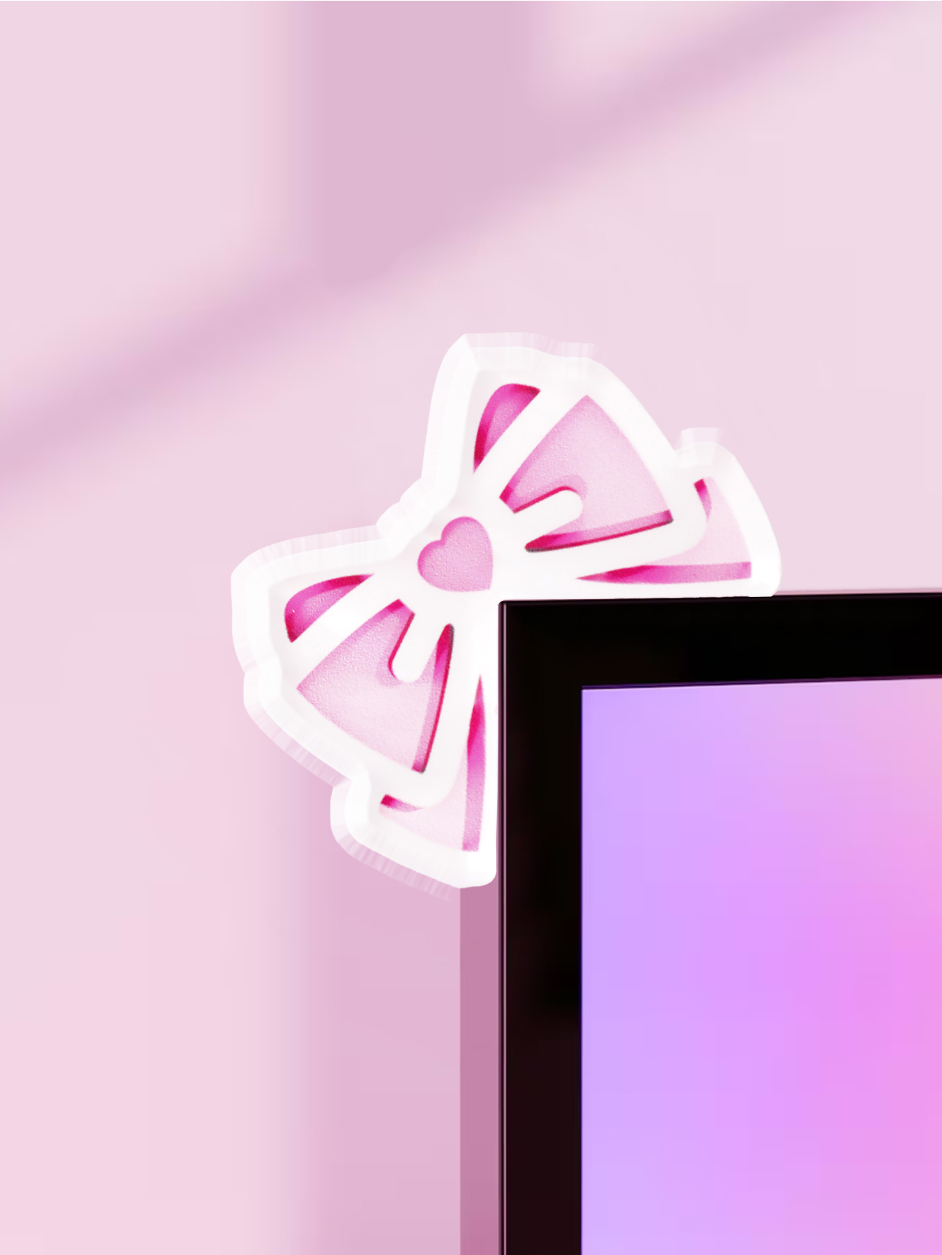 Desk Setup Pc - Kawaii Bow Monitor Decor Розовый акриловый